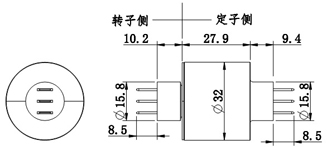 3路插头滑环尺寸图